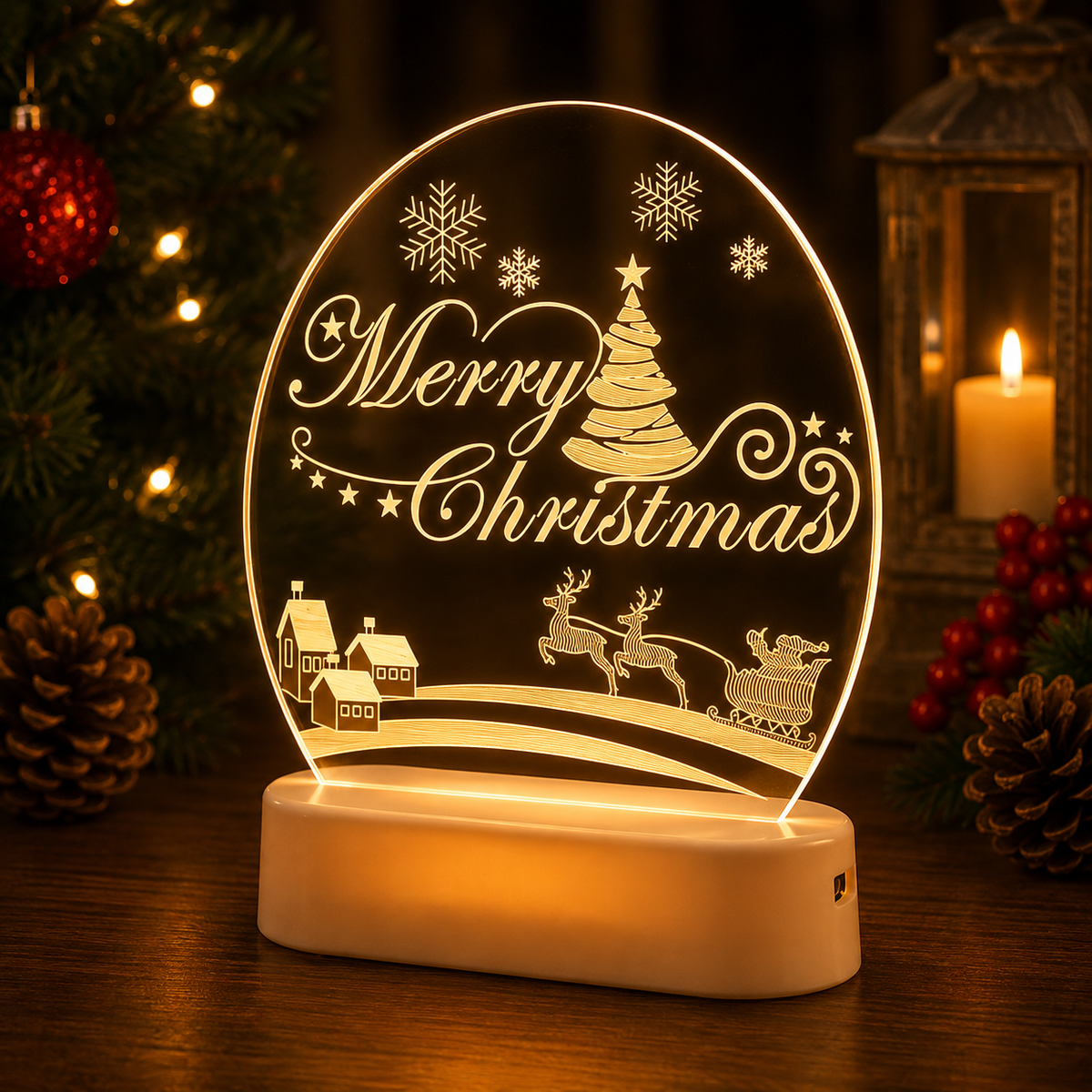 Christmas LED Acrylic Night Light – 10 Festive Designs