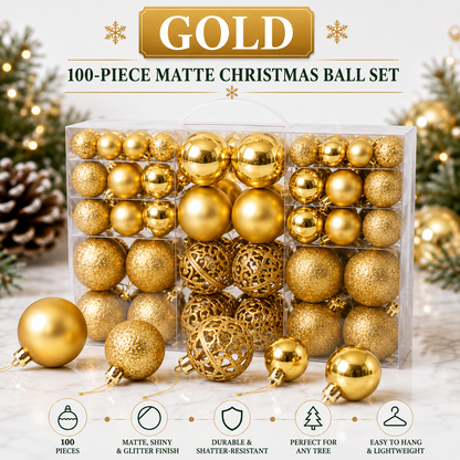 100-Piece Christmas Ball Ornament Set