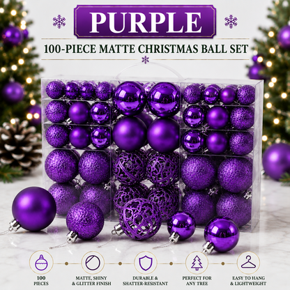 100-Piece Christmas Ball Ornament Set