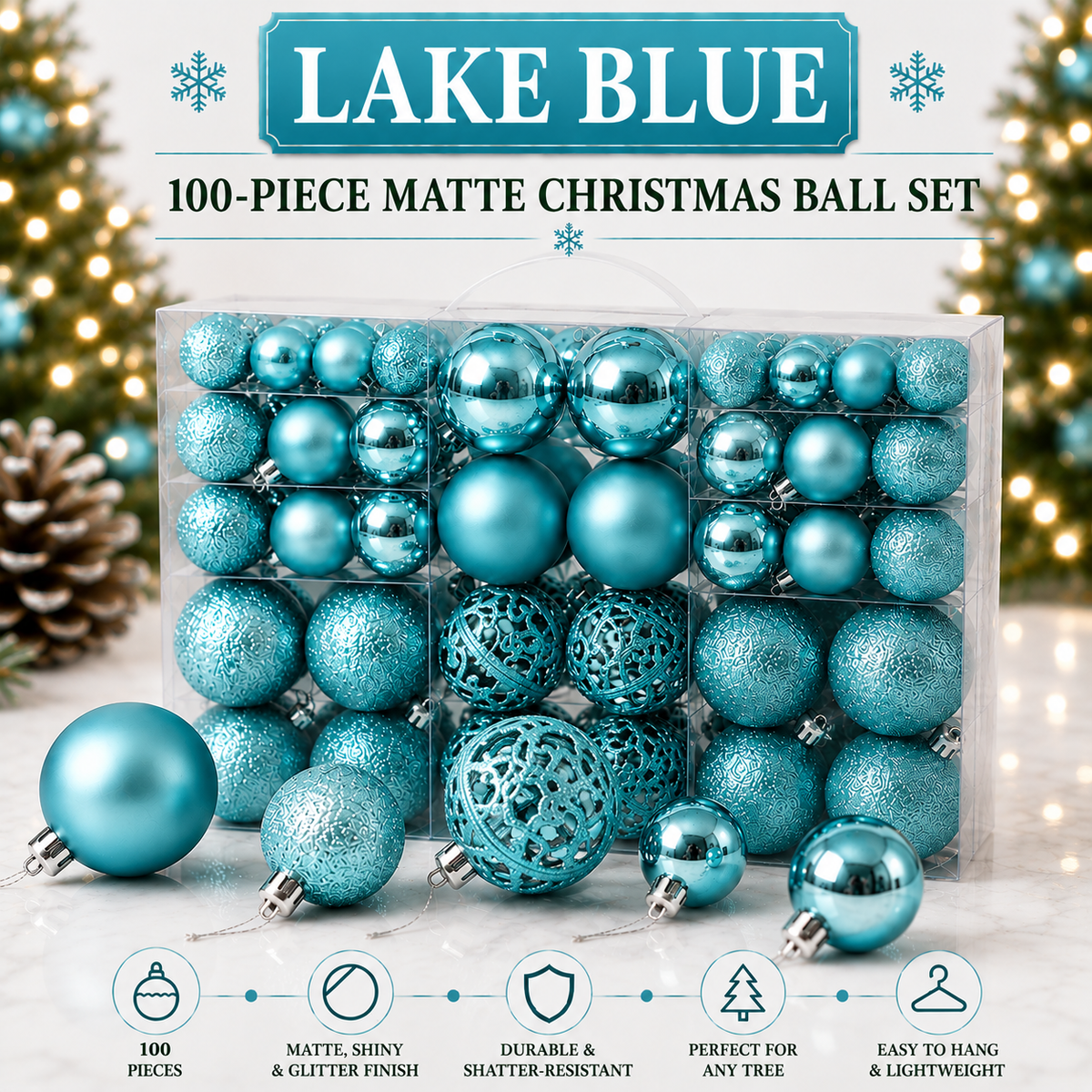 100-Piece Christmas Ball Ornament Set