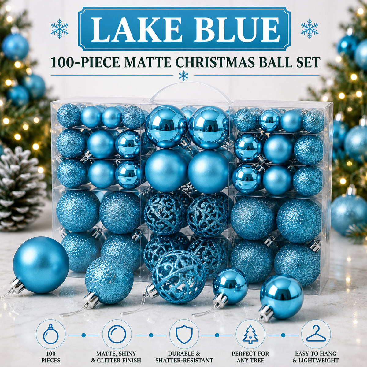 100-Piece Christmas Ball Ornament Set