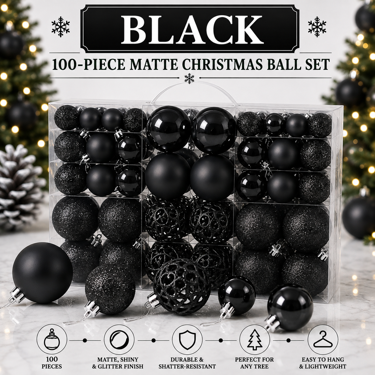 100-Piece Christmas Ball Ornament Set