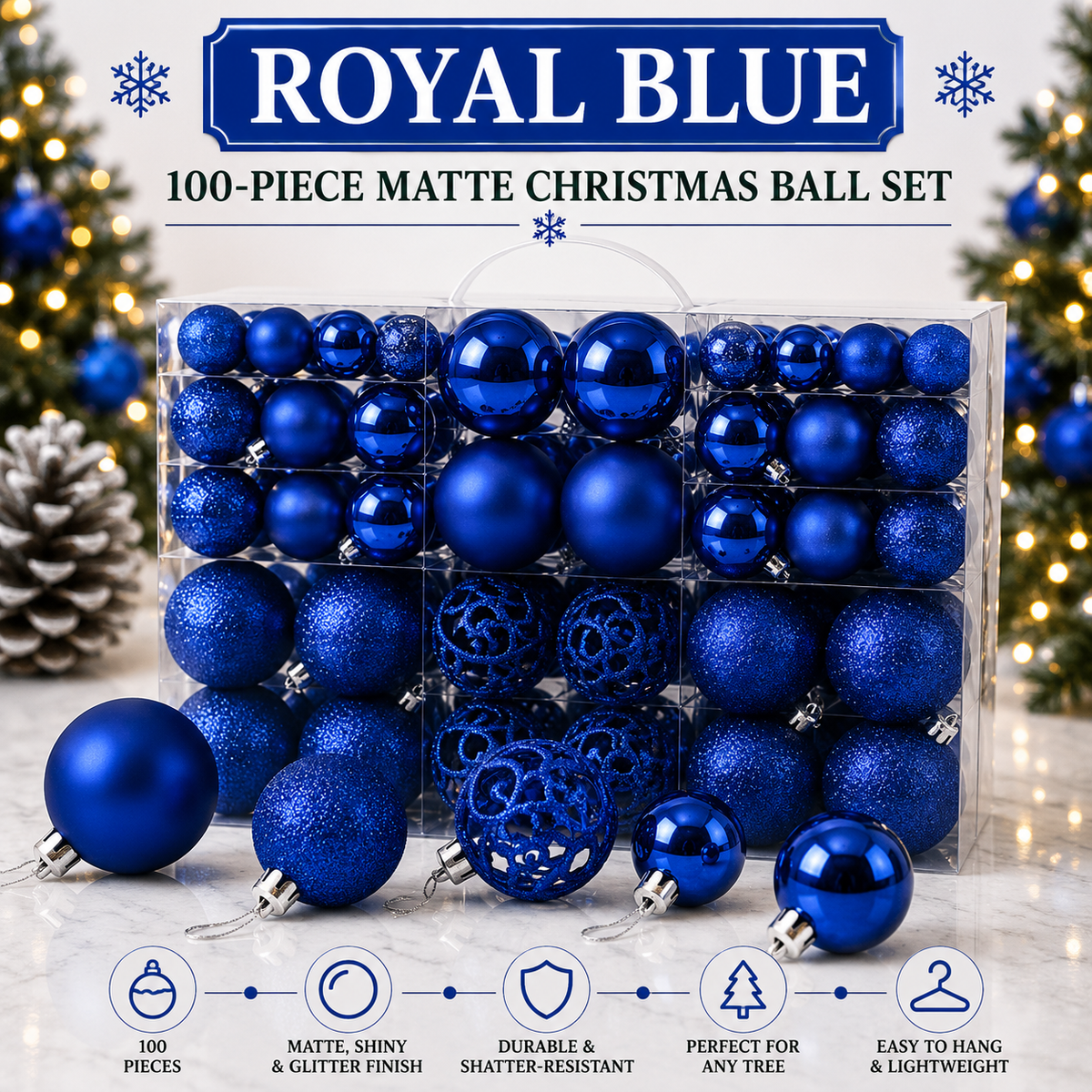 100-Piece Christmas Ball Ornament Set