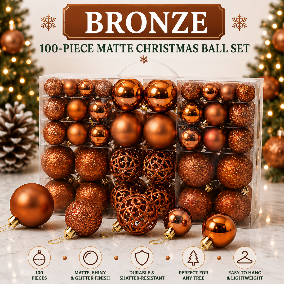 100-Piece Christmas Ball Ornament Set