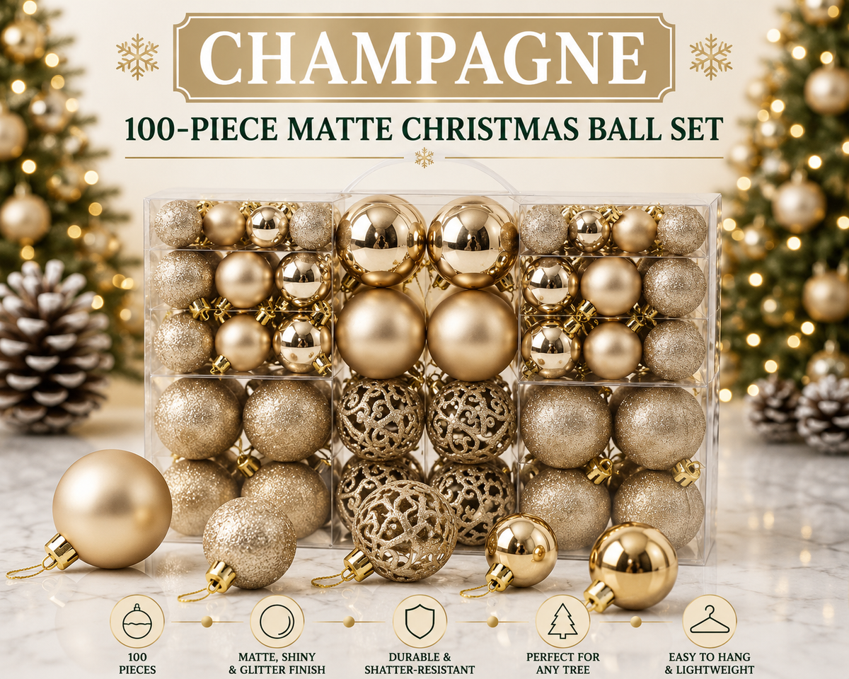 100-Piece Christmas Ball Ornament Set
