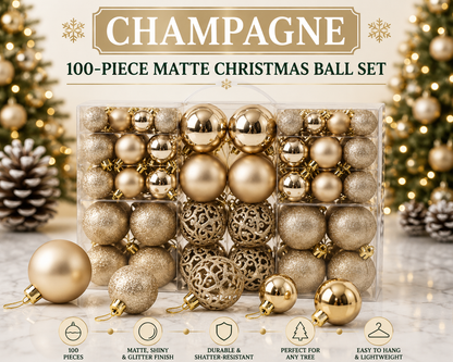 100-Piece Christmas Ball Ornament Set