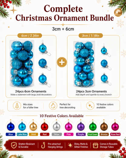 Shiny & Matte Christmas Ornament Bundle – 3cm + 6cm