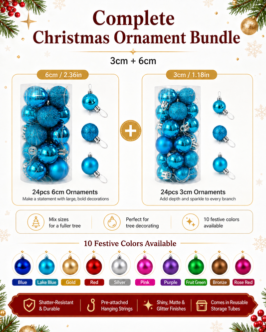 Shiny & Matte Christmas Ornament Bundle – 3cm + 6cm