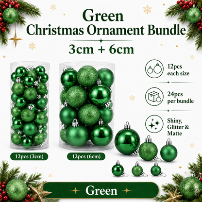 Shiny & Matte Christmas Ornament Bundle – 3cm + 6cm