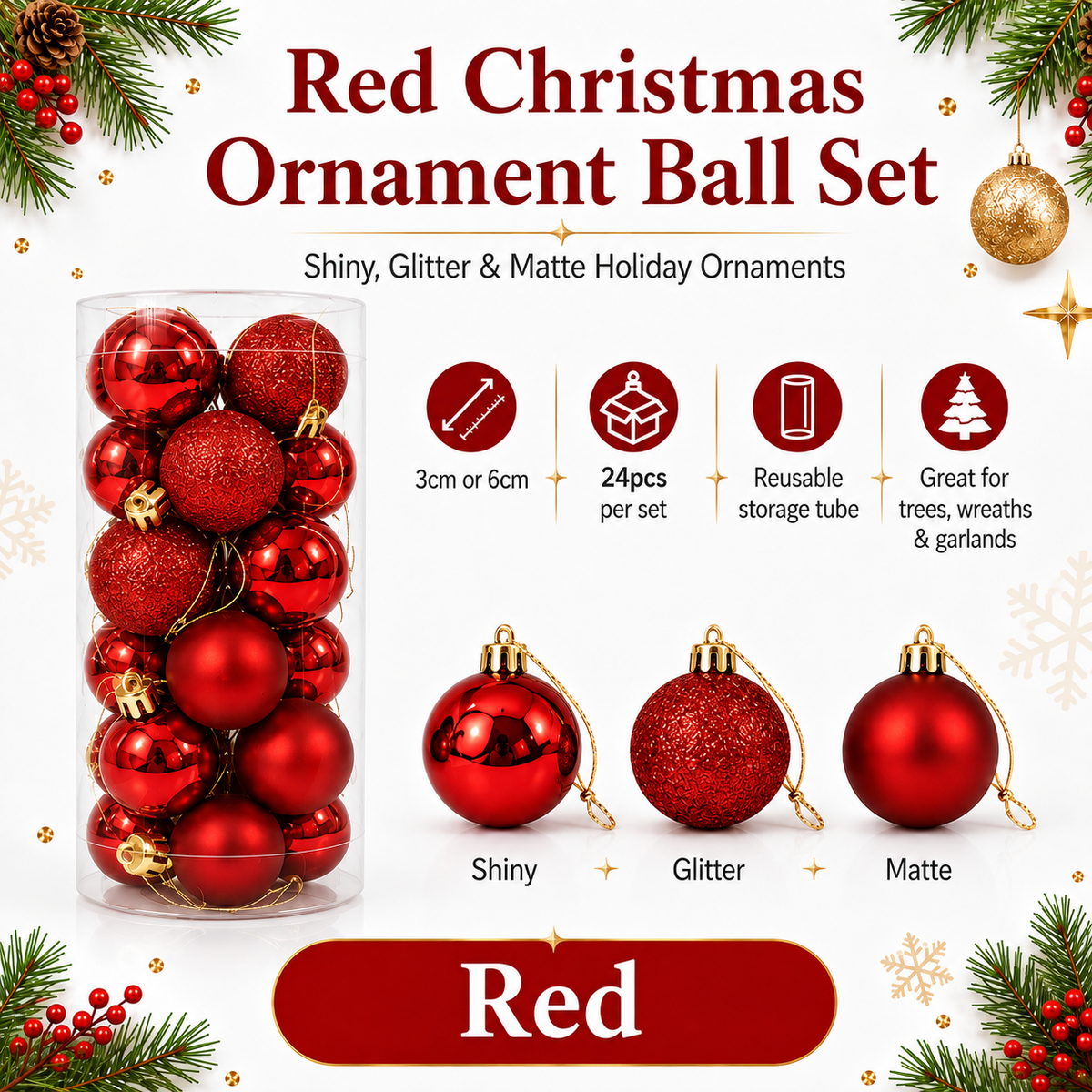 Classic Christmas Ornament Set