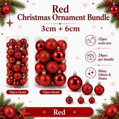 Shiny & Matte Christmas Ornament Bundle – 3cm + 6cm