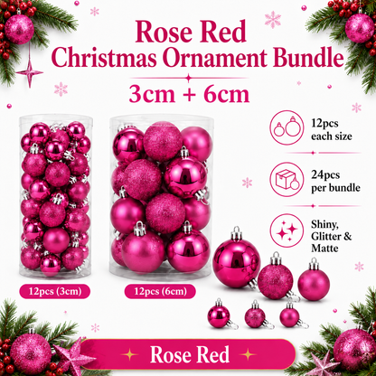 Shiny & Matte Christmas Ornament Bundle – 3cm + 6cm