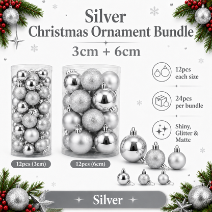 Shiny & Matte Christmas Ornament Bundle – 3cm + 6cm